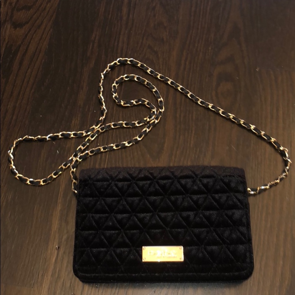 bebe black velvet shoulder bag